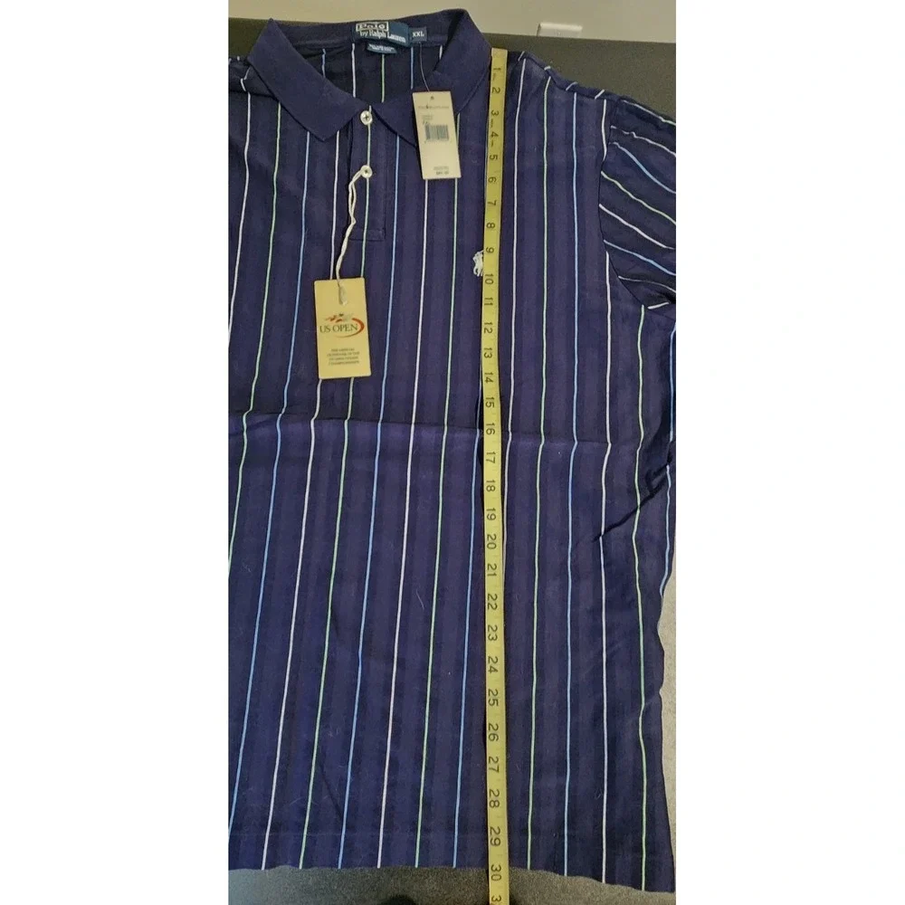 NWT‎ Polo Ralph Lauren Tennis US Open Polo Shirt XXL Navy Stripe Pima Cotton